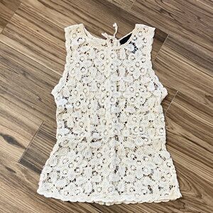 Cynthia Rowley Cream Floral Lace Blouse